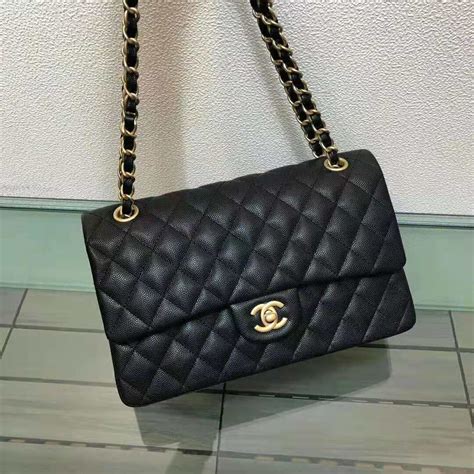 chanel classic handbag grained calfskin &|Chanel bag caviar leather.